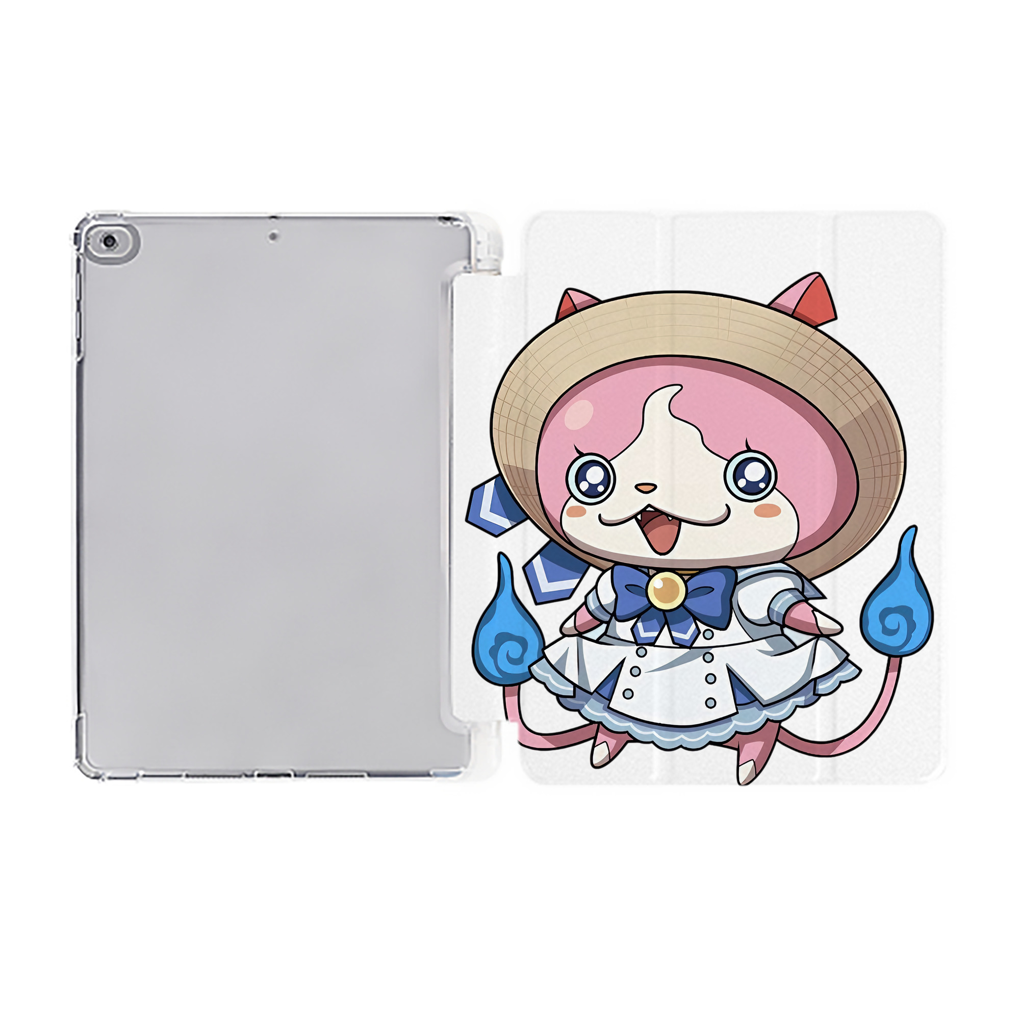 （画像用） 妖怪ウォッチ Yo-kai Watch IPad ケース ペン収納付き 三つ折りスタンド PUレザー×シリコン 対応機種9.5/10.5/10.9インチ
